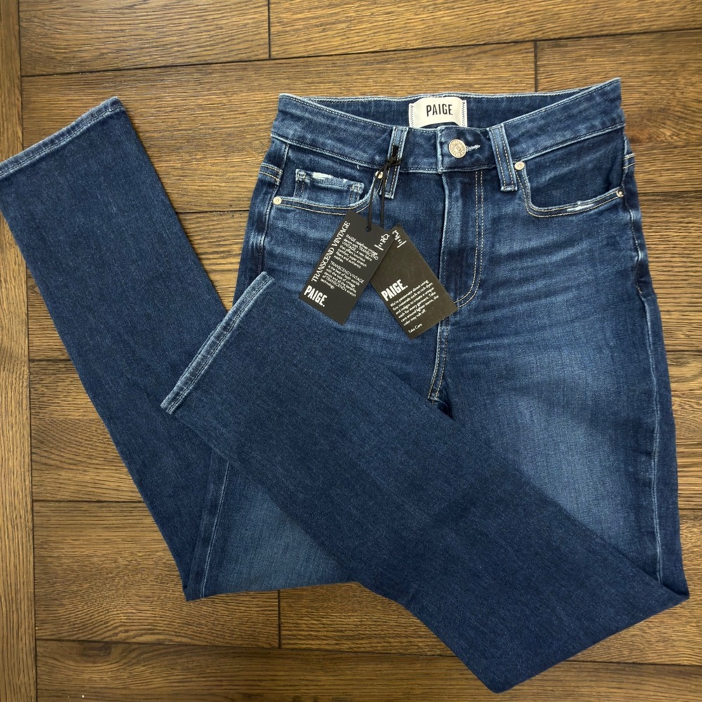 PAIGE Cindy Jeans in Dark Blue Wash Transcend Vintage NWT